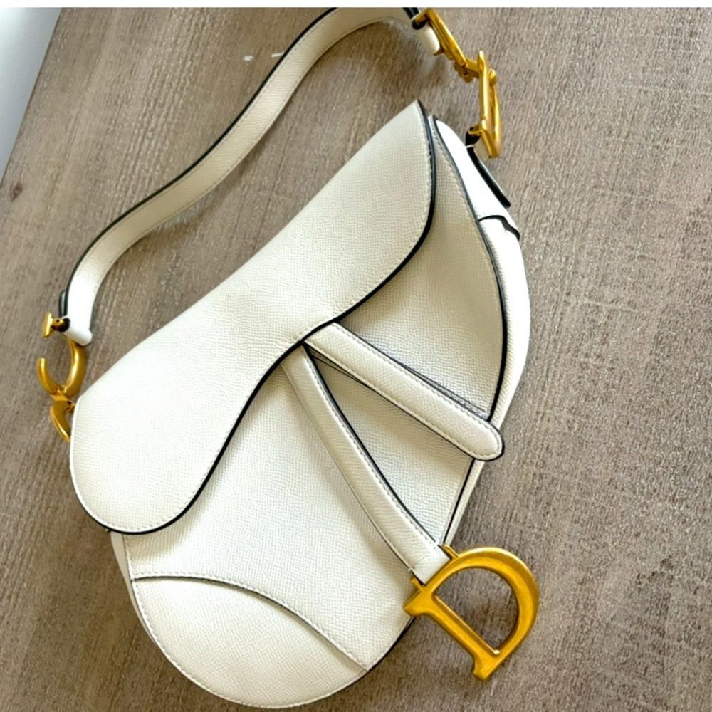 Dior Cream Saddle Bag with Gold Details